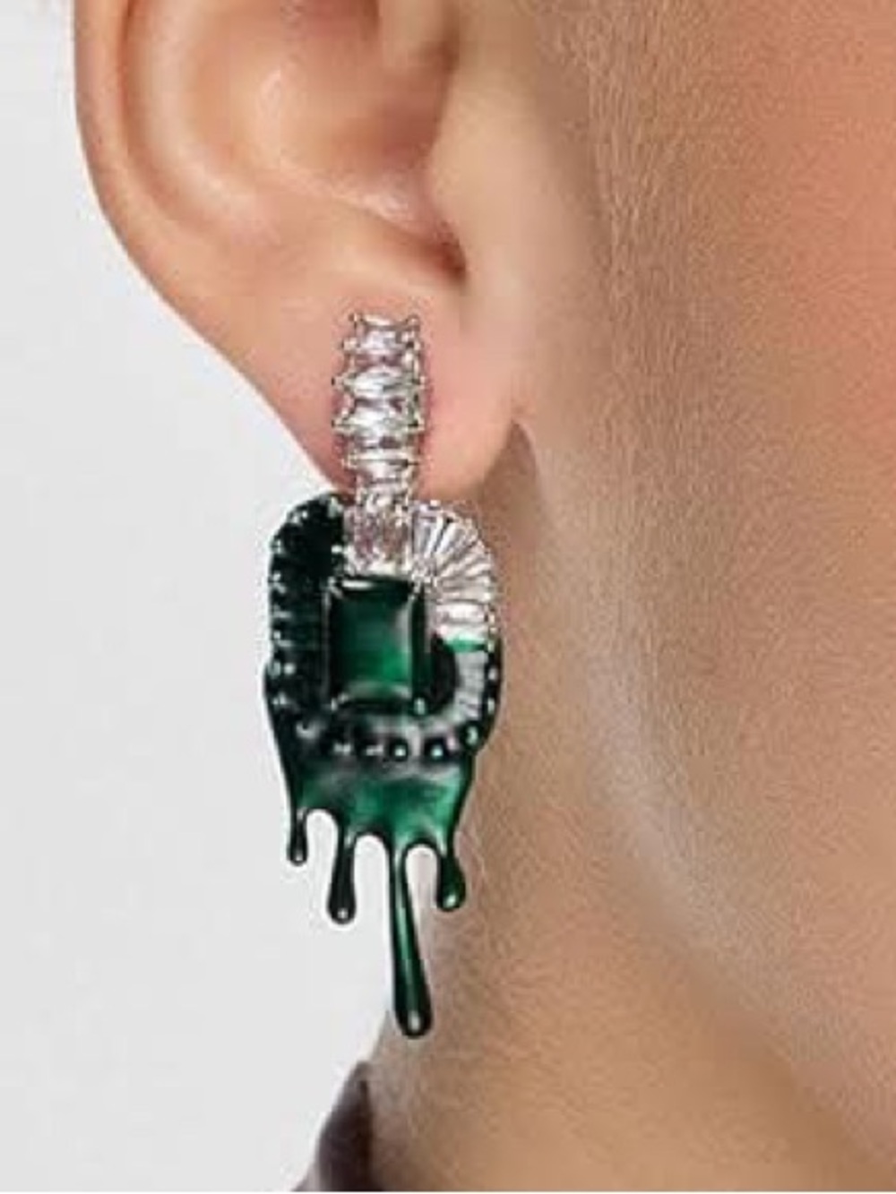 Green Drip Emerald Drop Earrings - Women Jewelry